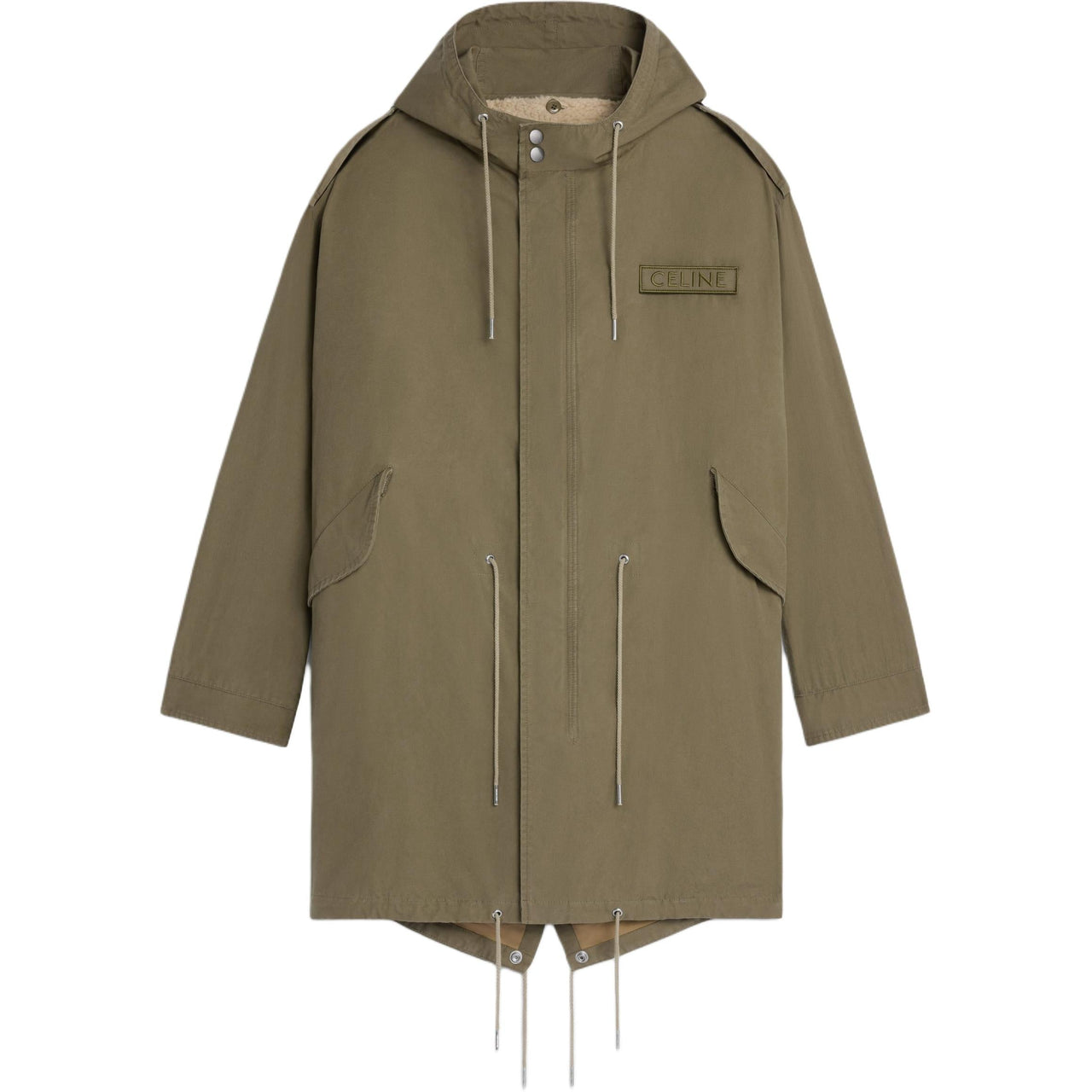 CELINE Drawstring High Neck Hooded Parka