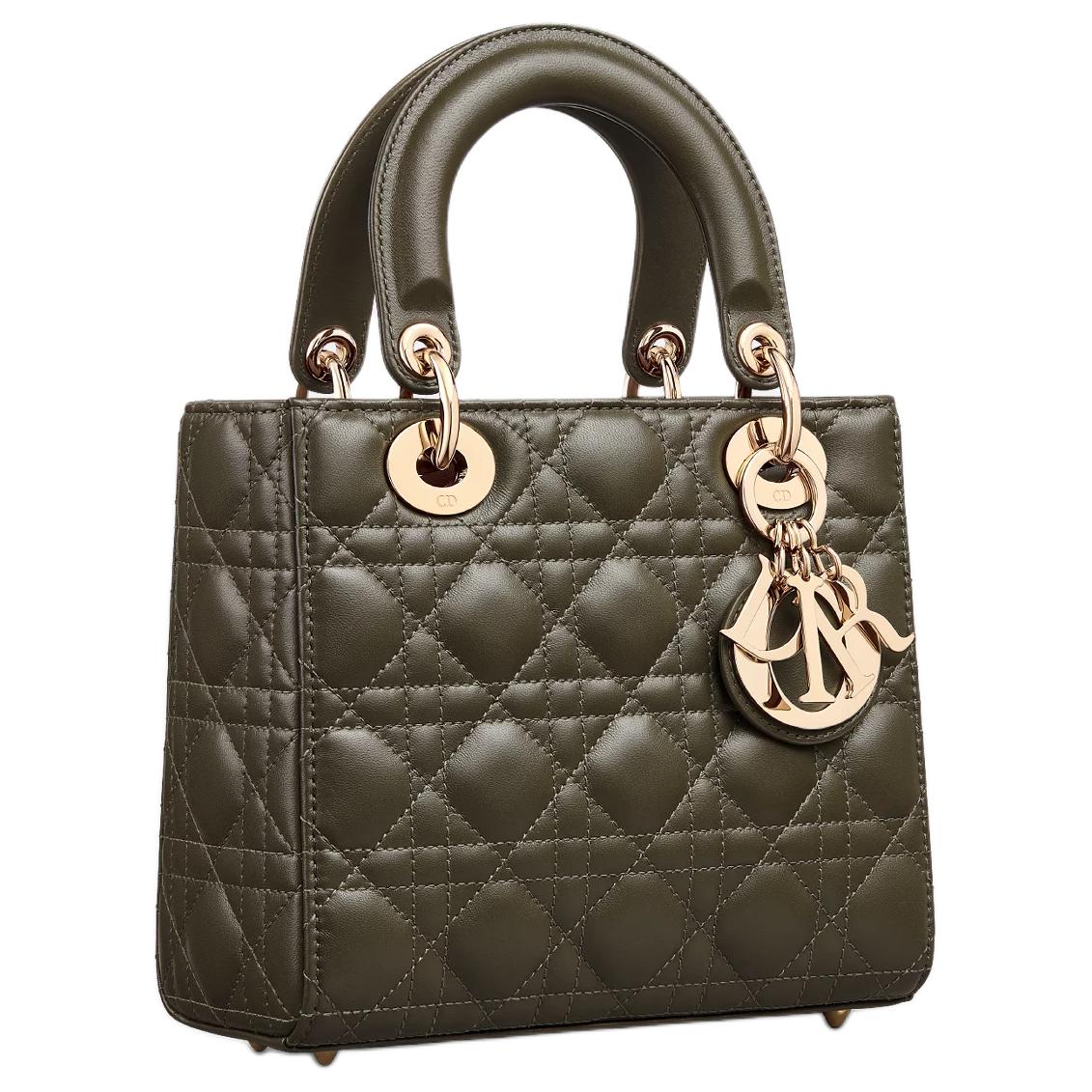 DIOR Lady Dior Lambskin Dior Bag Shoulder Bag Crossbody Bag Handbag Small Size Women's Khaki Green