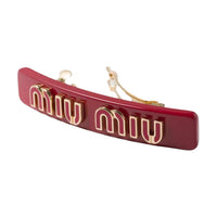 MIU MIU Glass Metal Hair Clips Women's Red/Black/White