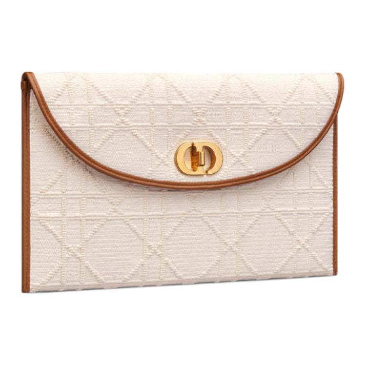 DIOR 30 Montaigne Woven Cotton Clutch Women's Beige