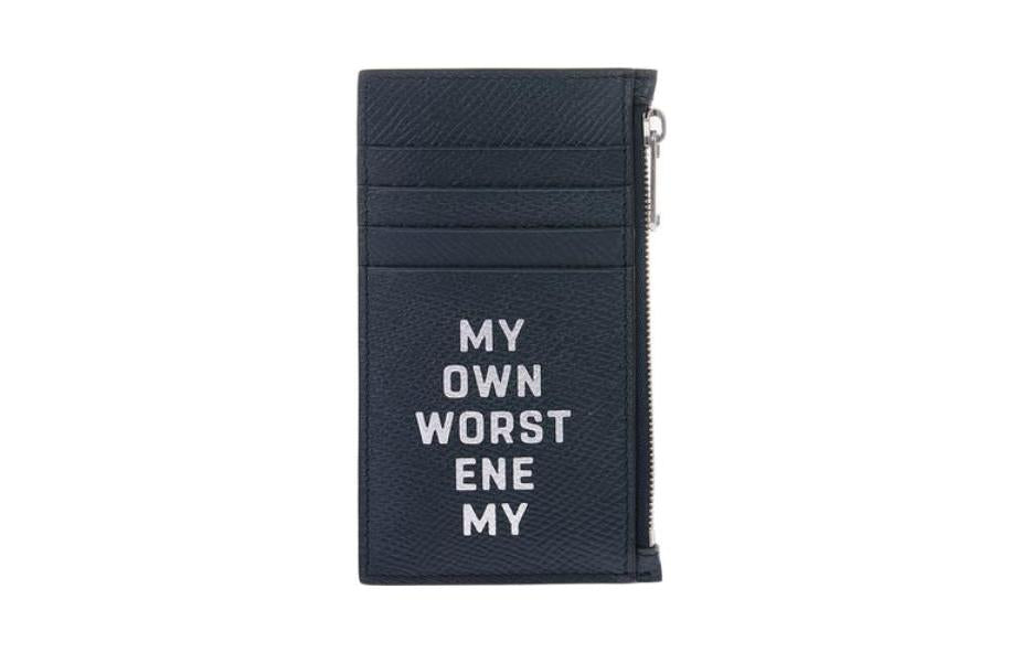 CELINE Calfskin Card Holder Women's Blue