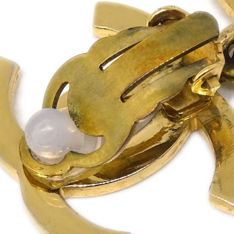 CHANEL 1990 2000s Gold Plated Cc Clip on Earrings