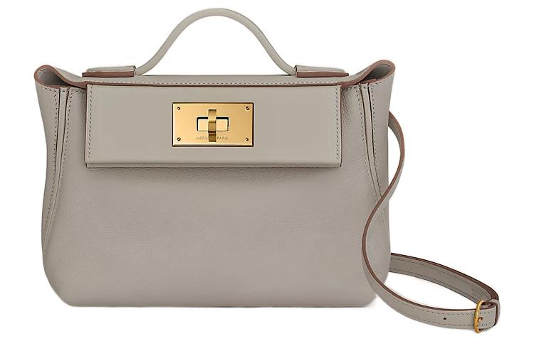 HERMES 24/24 Evercolor With Swift Calfskin Handbag Shoulder Bag Crossbody Bag Mini Women's Glacier White