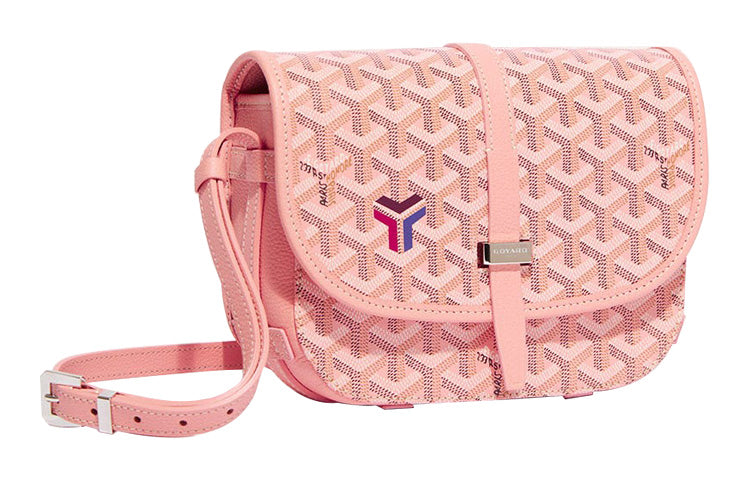 GOYARD Canvas With Calfskin Messenger Bag, Crossbody Bag, Shoulder Bag Women's Pink