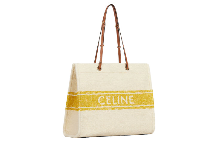 CELINE Fabric With Cow Leather Square Handbag, Tote Bag, Shoulder Bag Women's