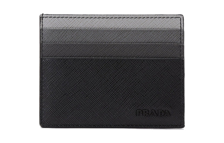 PRADA Cow Leather Card Clip Card Holder Men's Black