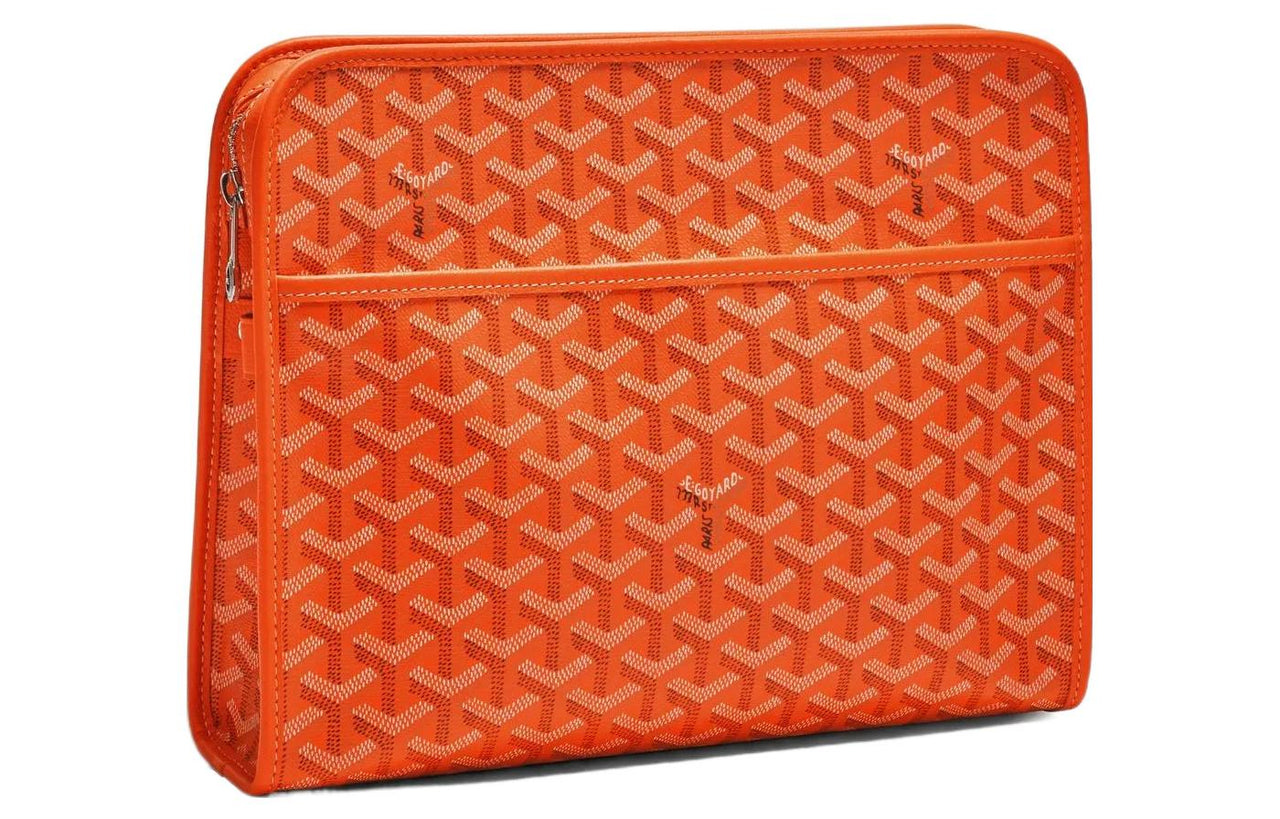 GOYARD JOUVENCE Calfskin Canvas Storage Bags Handheld Toiletry Bags Large Size Unisex Orange