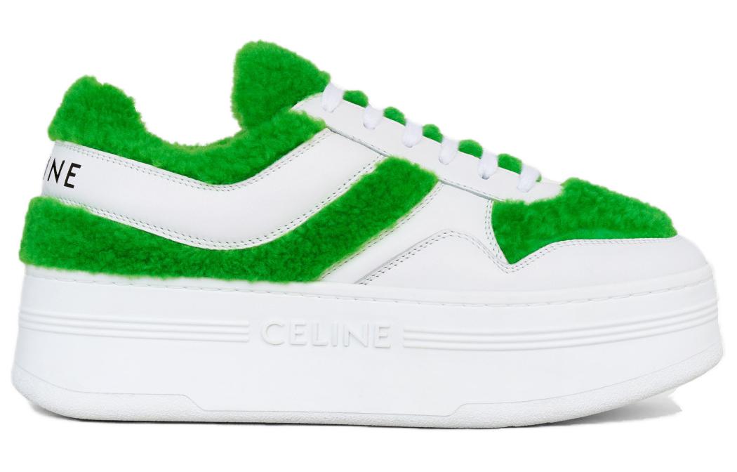 CELINE Block Platform Shoes Women's White Green