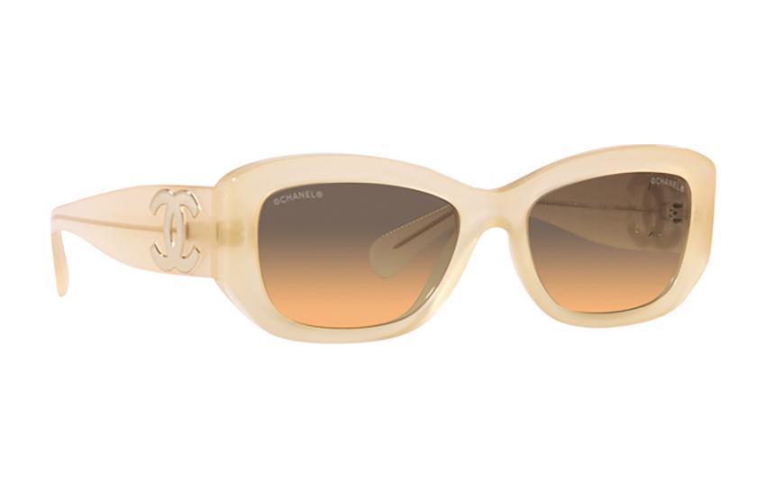 CHANEL - Irregular Shape Sunglasses Women's Beige