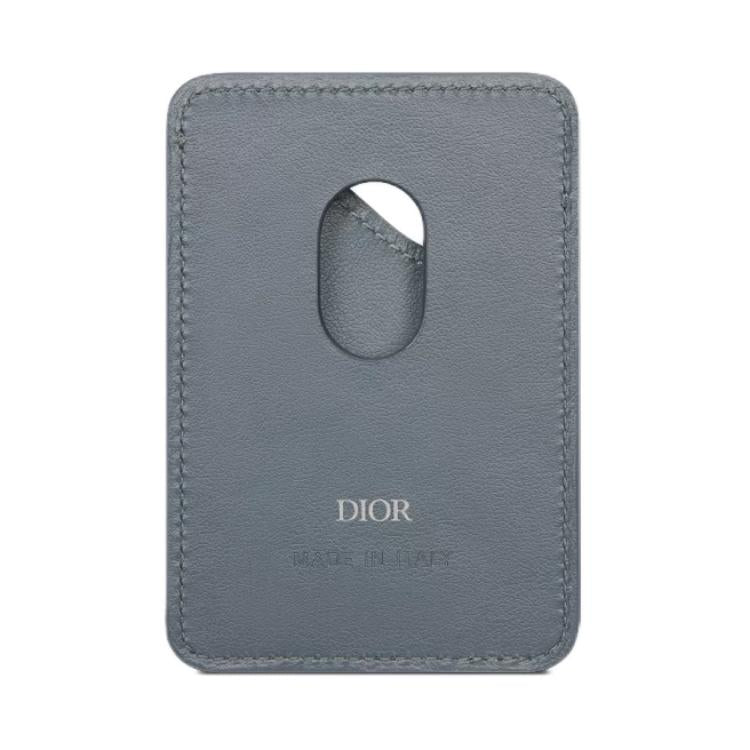 DIOR Cow Leather Card Holder Men's Dark Gray