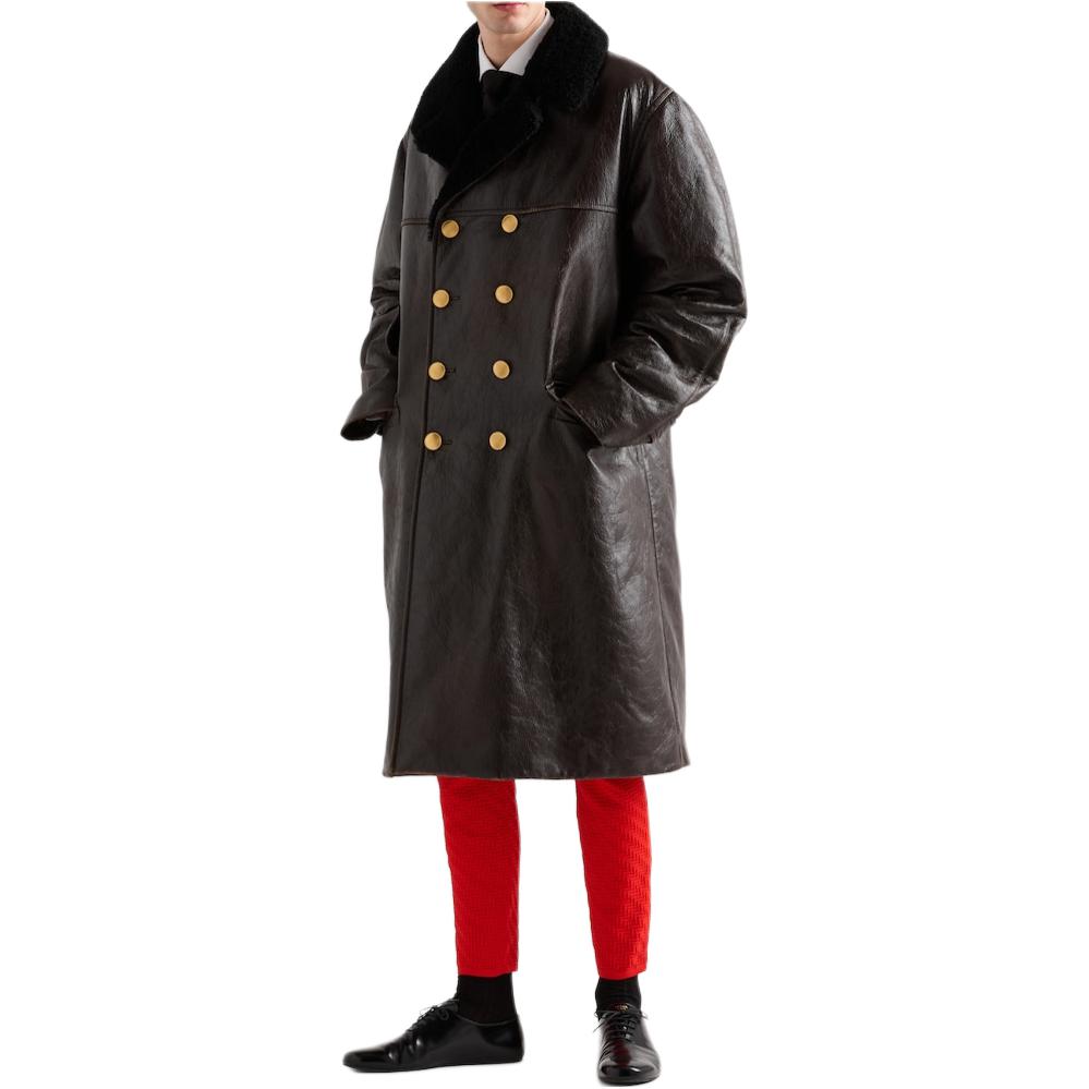 PRADA Double-breasted Leather Coat