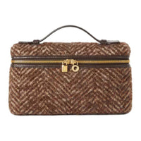 Loro Piana Mohair Alpaca Virgin Wool Shoulder Bag Crossbody Bag Handbag Women's Dark Liquorice Chocolate