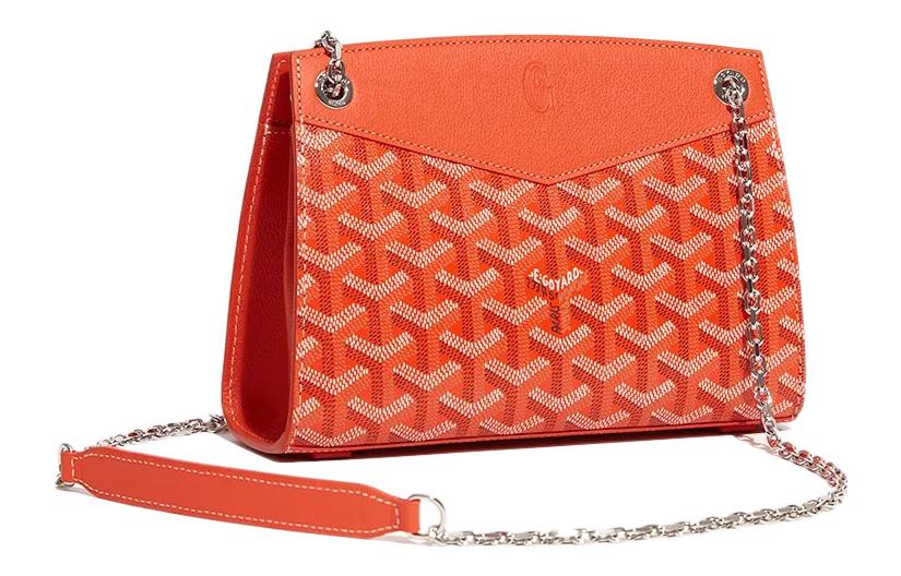 GOYARD Rouette Canvas With Leather Totes Chain Bag Shoulder Bag Women's Orange