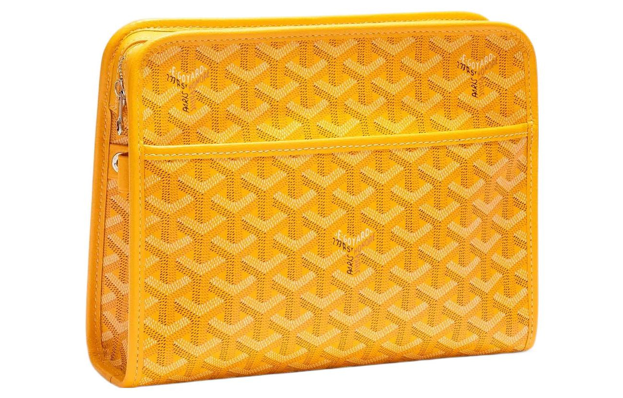 GOYARD JOUVENCE Canvas With Leather Travel Storage Bags Handheld Toiletry Bags Medium Size Unisex Yellow