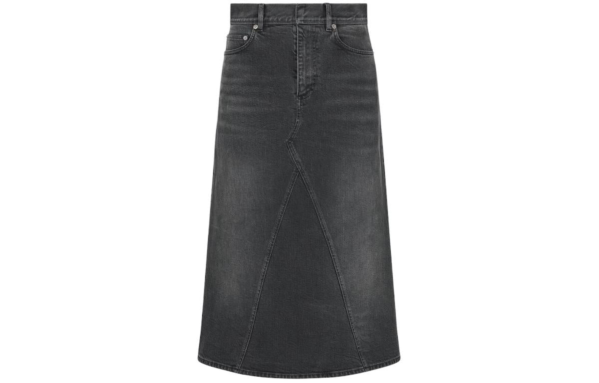 DIOR SS24 Denim Long Skirt Women's Black Gray Color