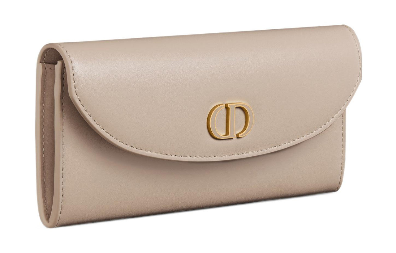 DIOR 30 Montaigne Calfskin Wallet Women's Pink Beige