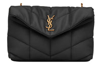 SAINT LAURENT LOULOUPUFFER Sheepskin Cloud Bag, Pillow Bag, Crossbody Bag, Shoulder Bag Women's Black