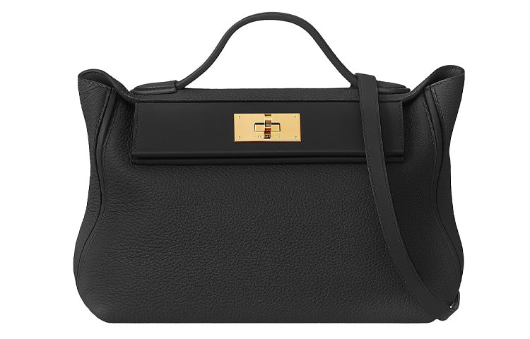 HERMES 24/24 Togo & Swift Calfskin Handbag Women's Black