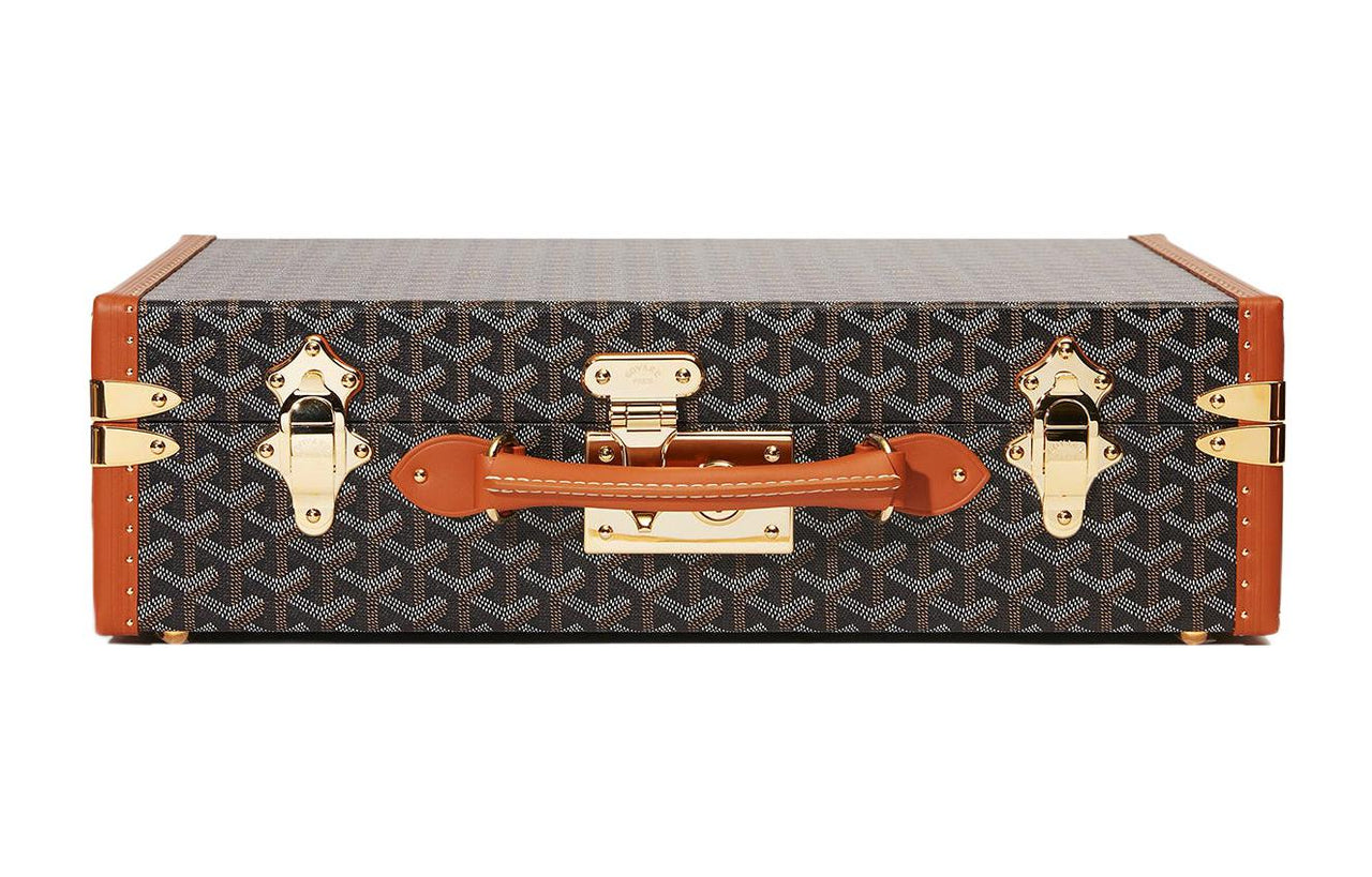 GOYARD Manoir Canvas With Leather Briefcases Medium Size Unisex Black Brown