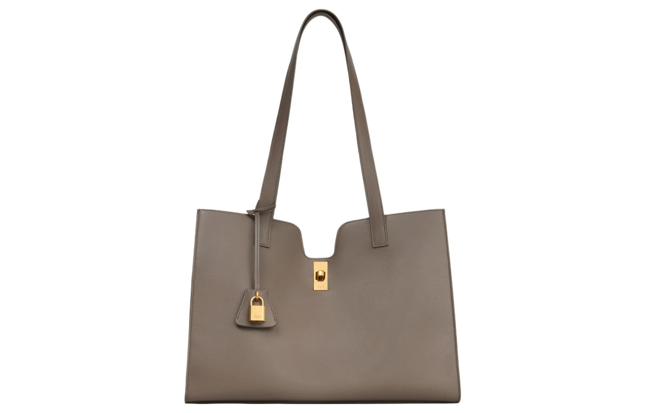 CELINE Cabas Smooth Cow Leather Tote Bag Shopping Bag Shoulder Bag Handbag Regular Women's Smoky Taupe