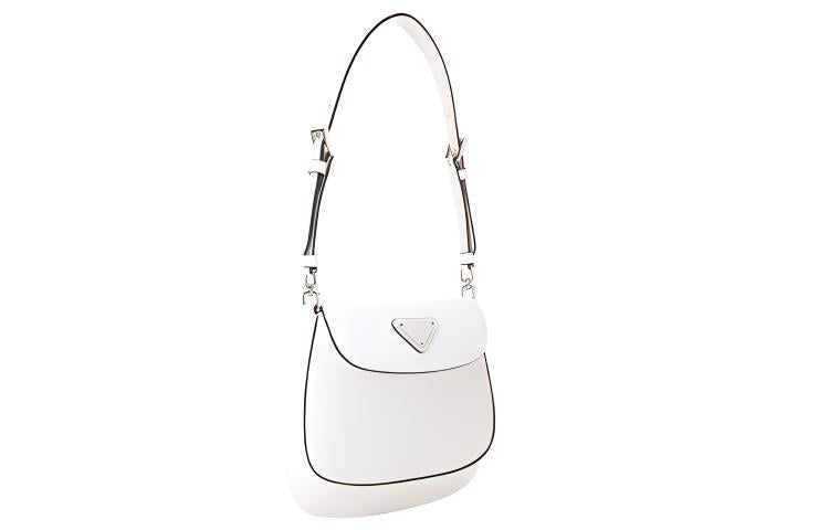 PRADA Cleo Leather Shoulder Bag Women's White
