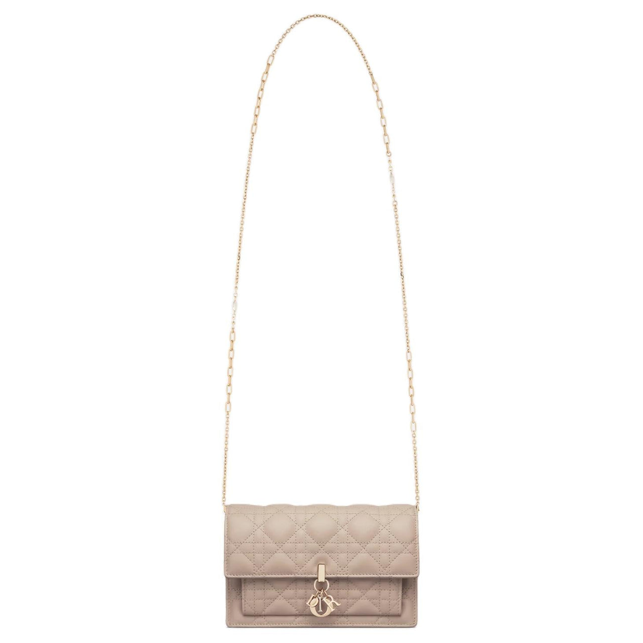DIOR Lambskin Shoulder Bag, Crossbody Bag Women's Pink Beige