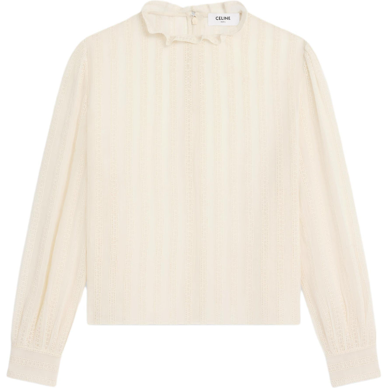 CELINE Cropped Blouse In Muslin Cotton And Wool