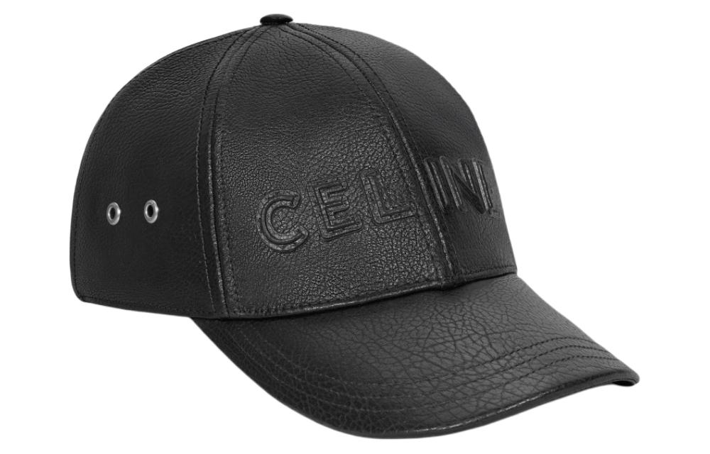 CELINE Cow Leather Baseball Caps Women's Black