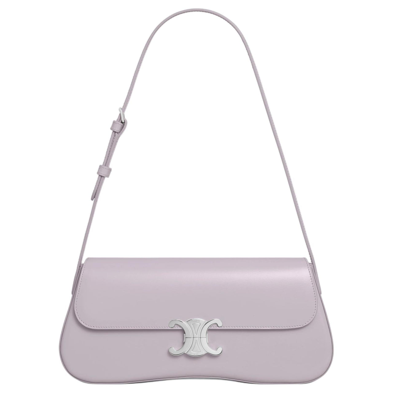 CELINE Calfskin Handbag Shoulder Bag Medium Size Women's Light Lavender