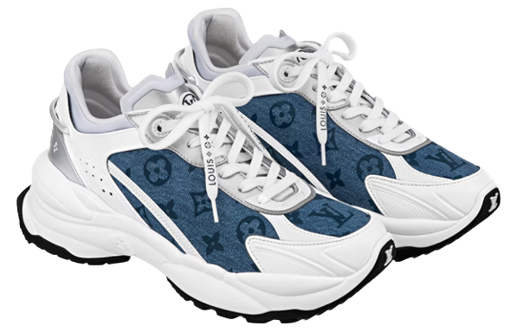 LOUIS VUITTON Run 55 Sneakers 'Denim Monogram Silver' Women's