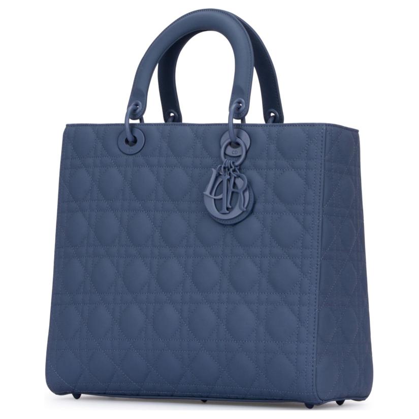 DIOR Lady Dior Ultra Matte Calfskin Seven-Grid Daipei Bag One Shoulder Handbag Large Size Women's Blue
