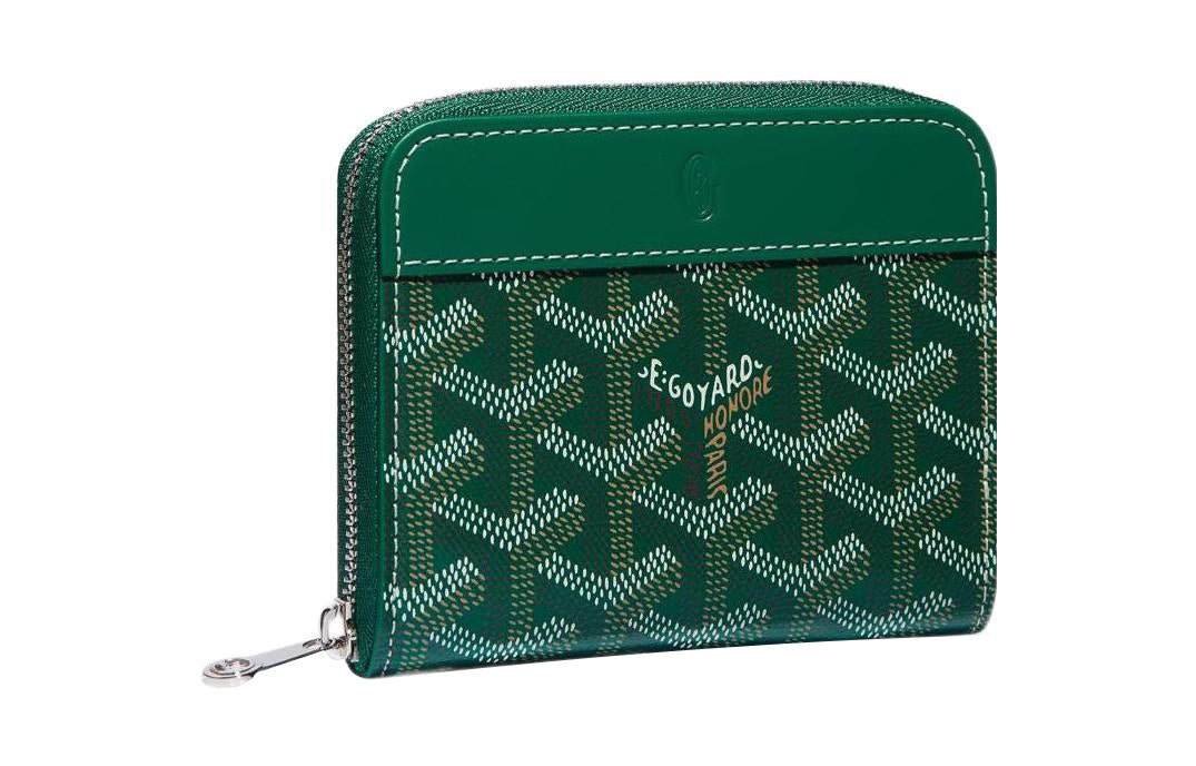 GOYARD MATIGNON Canvas With Leather Wallet Small Size Unisex Green