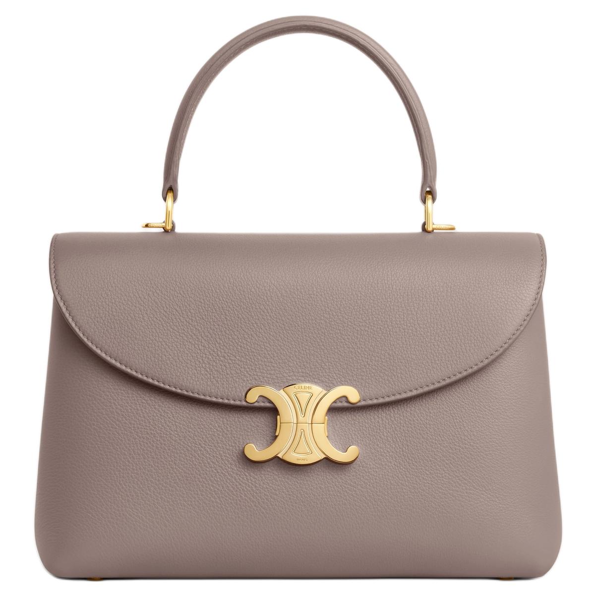 CELINE Calfskin Shoulder Bag, Crossbody Bag, Handbag Medium Size Women's Taupe