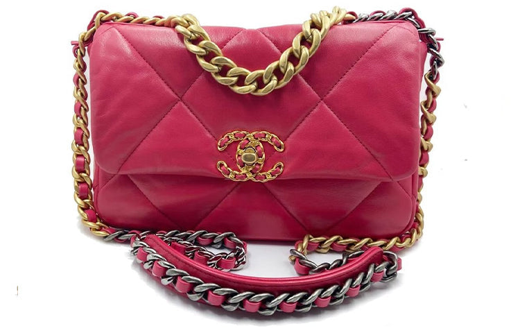 CHANEL 19Bag Lambskin Handbag Shoulder Bag Crossbody Bag Women's Dark Pink