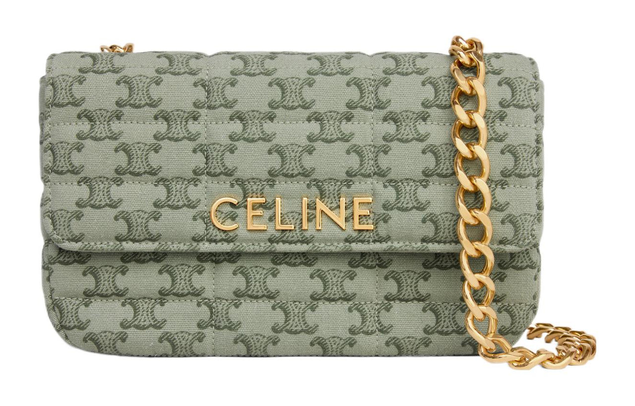 CELINE Fabric Crossbody Bag Shoulder Bag Women's Khaki Green