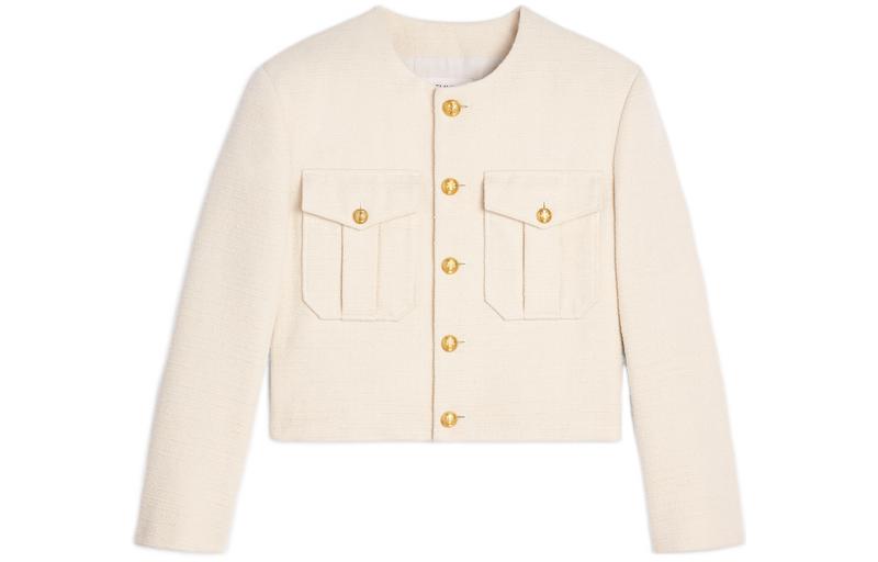 CELINE Cropped Coats Women's Vanilla