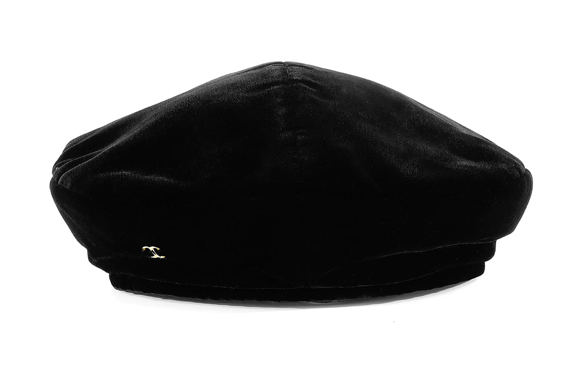 CHANEL Velour Berets Women's Black