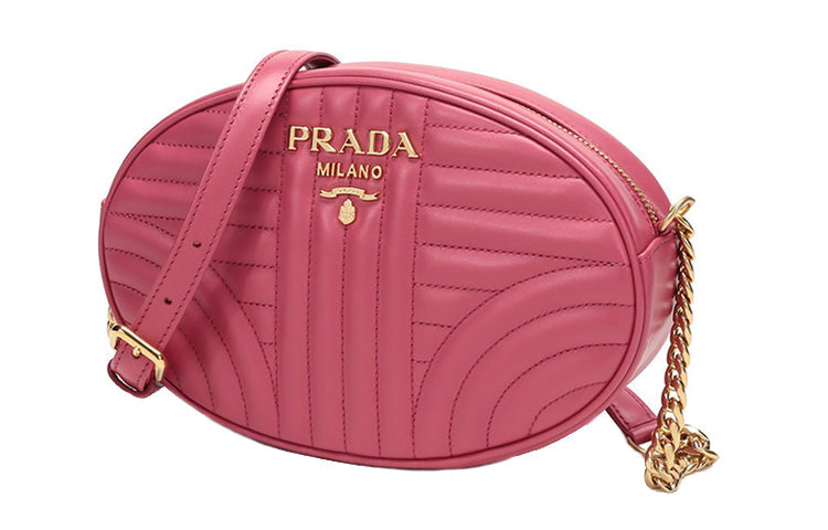 PRADA Cow Leather Crossbody Bag Shoulder Bag Women's Pink Peony