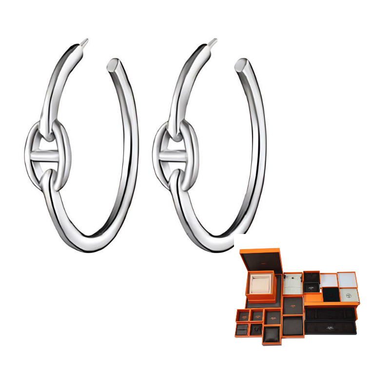 HERMES 925 Sterling Silver Earrings Women's Silver