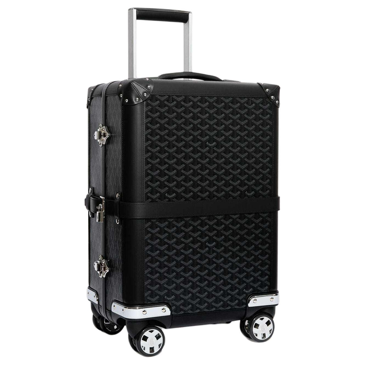 GOYARD Canvas With Leather Suitcase Luggage Unisex Pitch Black