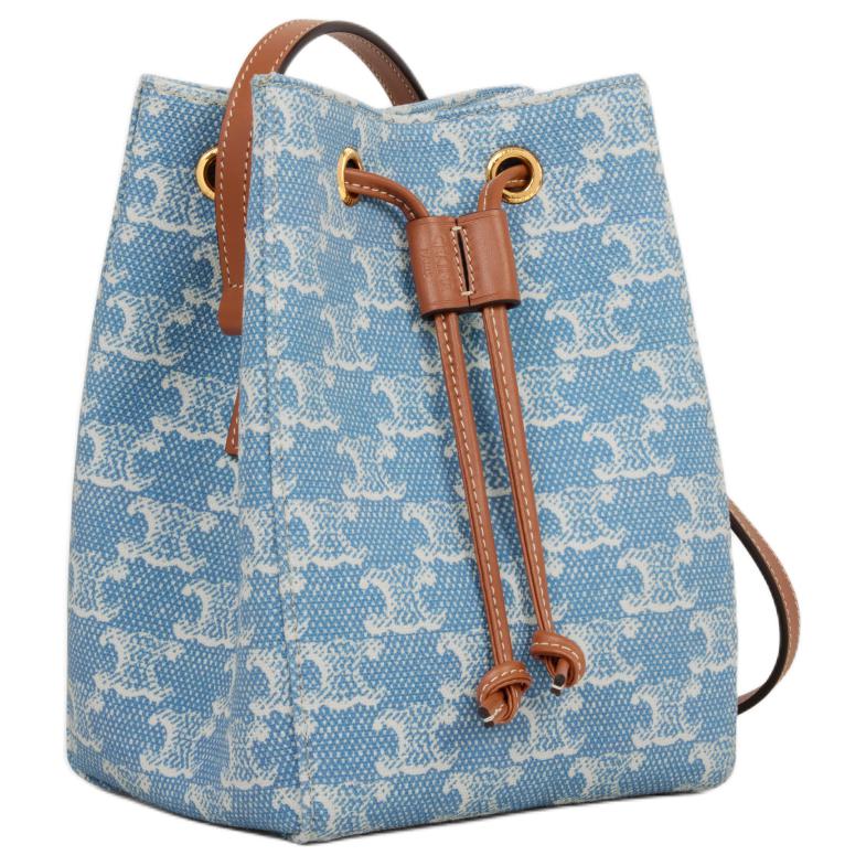 CELINE Fabric Bucket Bags Crossbody Bag, Shoulder Bag Mini Women's Blue