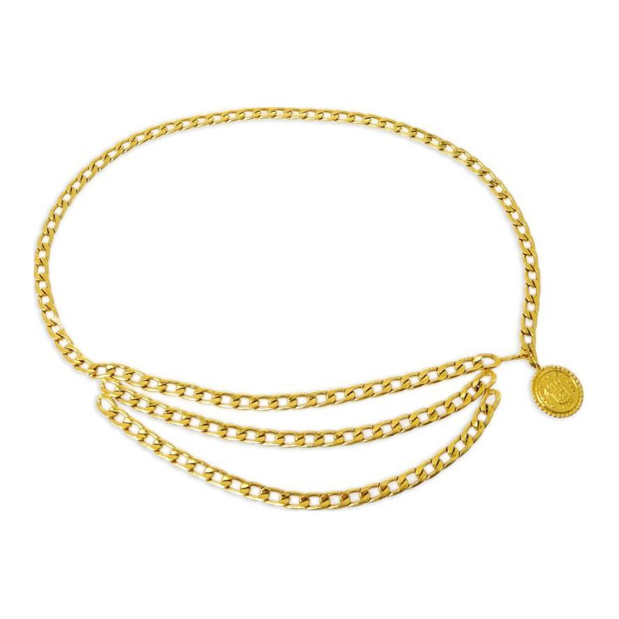 CHANEL 1990-2000s Cambon Coin Chain Belt