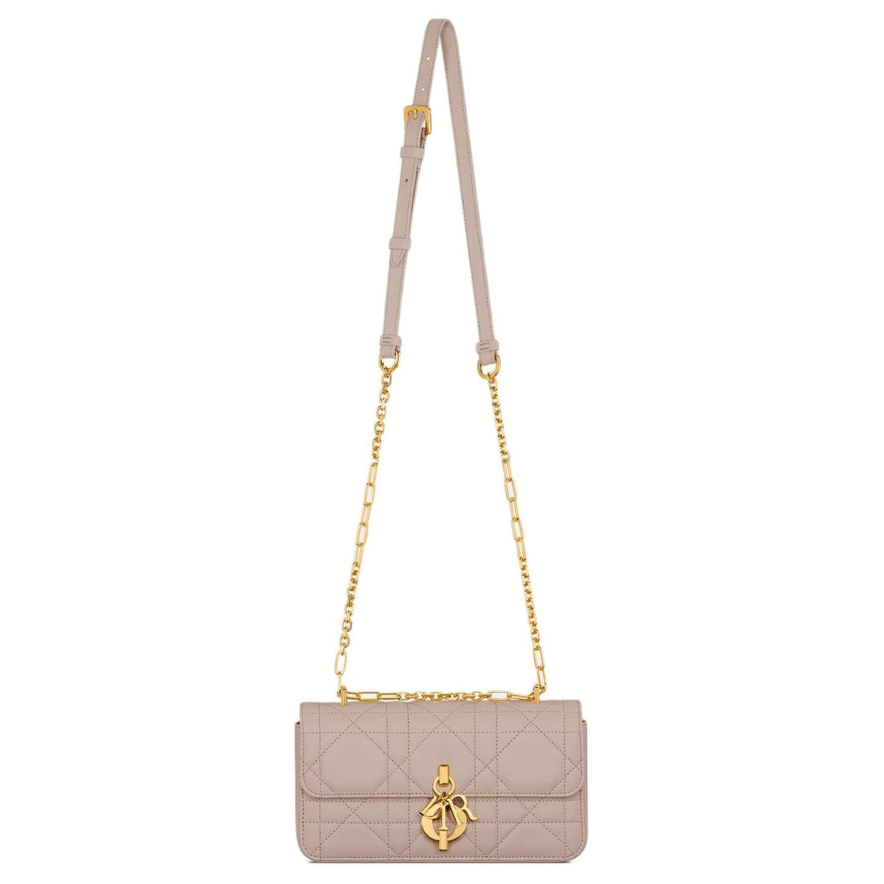 DIOR Sheepskin Portable Crossbody Bag Shoulder Bag Mini Women's Beige Brown