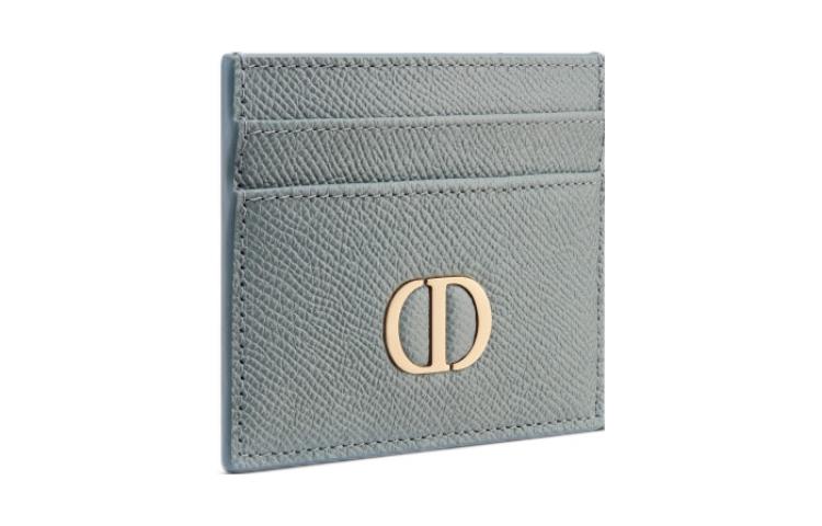 DIOR 30 Montaigne Grained Calfskin Card Clip Card Holder Women's Cloud Blue