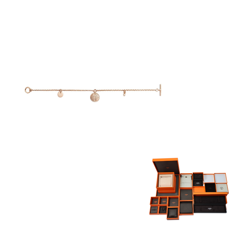 HERMES 18K Gold Necklaces Women's Rose Gold