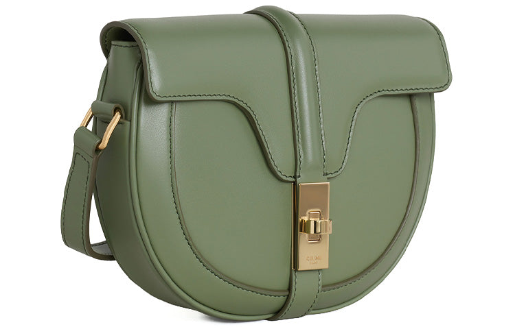 CELINE 16 Cow Leather Handbag Shoulder Bags Small Size Women's Light Khaki Green