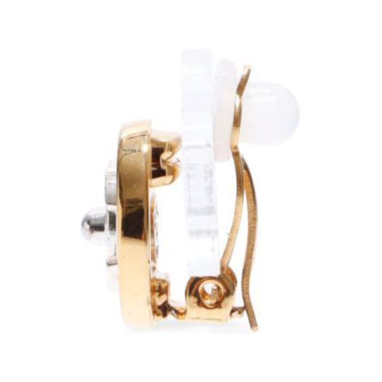 CHANEL 1997 Cc Turn lock Button Clip on Earrings