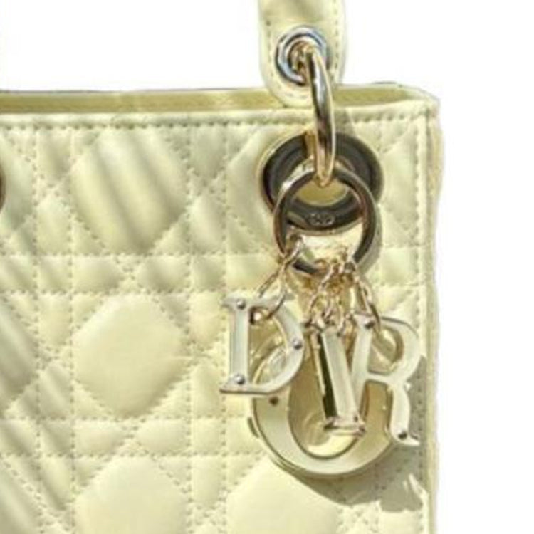 DIOR Lady Dior Sheepskin Lady Dior Bag, Shoulder Bag, Crossbody Bag, Handbag Mini Women's Yellow