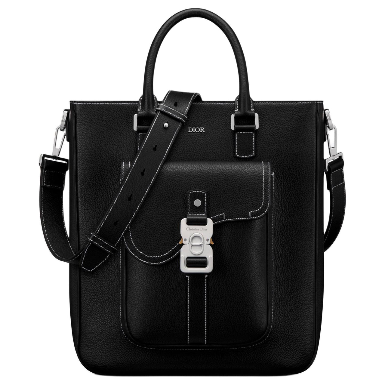 DIOR Saddle Grain Calfskin Tote Bag, Shopping Bag, Shoulder Bag, Crossbody Bag, Handbag Men's Black