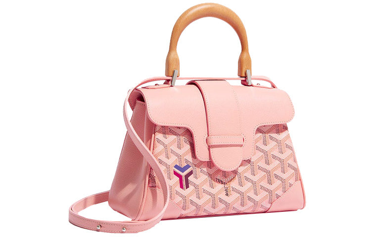 GOYARD Saigon Canvas With Calfskin Shoulder Bag Crossbody Bag Handbag Mini Women's Pink